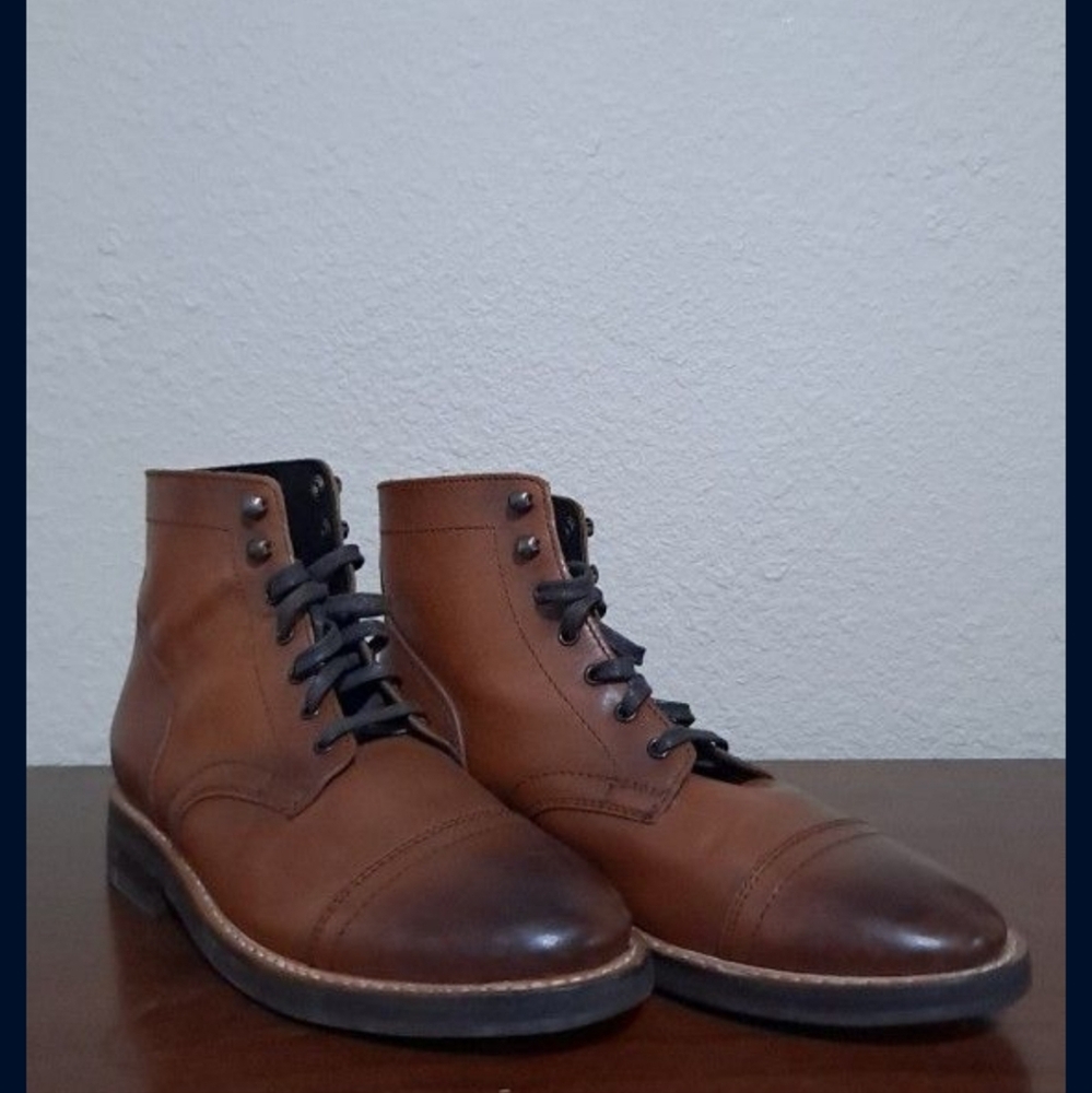 Thursday Boot Company Men's Brown Leather Cap-Toe Lace-Up Boots